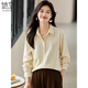 She enjoys long-sleeved shirt women's simple all-match shirt cardigan commuter top autumn and winter brushed shirt jacket T143C2045