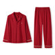 Anzhiban 2025 new couple pajamas cool modal casual skin-friendly breathable cardigan long-sleeved trousers home wear set basic red-male XL