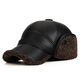 Muchiston middle-aged and elderly men's winter velvet thickened peaked cap old man dad grandpa elderly ear protection baseball cap black one size