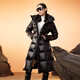 Govan Black Gold Goose Down Jacket Queen 2.0 Nine-lattice Long Women's Down Jacket Winter Waist Thick Jacket Black L
