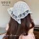 Summer Baotou Sunscreen Veil 2024 New Double-sided Triangle Scarf French Hairband Women's Lace Headdress F1315 MW White
