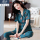 Langsha Pajamas Pantalones de manga corta de verano para mujeres Ropa para el hogar delgado de mediana edad de mediana edad del traje de talla grande Rose M-9930 [Imagen principal] XL [recomendado 120-140Jin [Jin es igual a 0,5 kg]]]