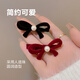 Fresh and sweet velvet flocked pearl bow hairpin side clip hot selling 6-piece set