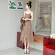 
Silk Cypress House 2024 summer shirt with floral mesh suspender skirt two-piece suit S22R1583NA Coffee XXL