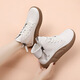 AIZUNSHI thick-soled Martin boots for women in 2024 autumn and winter new style of sponge cake-soled short boots casual white shoes versatile leather high top beige 36 (230mm)