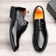 ECHI leather shoes men's business casual formal wear British wear-resistant comfortable commuting shoes for men 1618 black 42