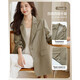Demana Luxurious and Slim Spring and Autumn Suit Collar Loose Long Sleeve TR Slit Suit Jacket Women's Short Light Green L