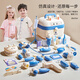 Huang EN House de la casa para niños Juguete Doctor Juguete Pequeña Caja médica Caja médica Nurera Juicio de rol Inyección Azul bebé [Paquete de 48 piezas de lujo] + Muñeco + Traje médico Todos los paquetes se envían a la botella colgante