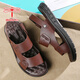 Red Dragonfly; RED DRAGONFLY same style dragonfly brand full cowhide beach shoes sandals sandals men's casual breathable waterproof and non-slip breathable extra size brown 39
