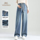 Ying's Maternity Pants Autumn Wide Leg Pants Jeans Casual Pants Straight Leg No Support Belly Maternity Wear Going Out Slim Pants 2XL
