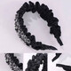 Xiangwan hairband hairpin temperament rhinestone leaf pleated hairband women's high skull pressure hair high-end broken hair hair bundle headdress