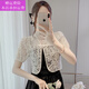 Mengmeng Qixiao coat, sand coat, thin ray lace shawl, women's summer hollow short-sleeved sun-resistant cardigan, small 3890 apricot color L