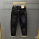 Kefeiwo neue High-End-Tether-Jeans für Männer lose und trendy gedruckte elastische Taille und kleine vielseitige Gelegenheits-Harren-Jeans Yiniu-983 Black S (Empfohlenes Gewicht 80-95 Jin [Jin gleich 0,5 kg]))