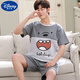 Disney (Disney) big children's pajamas boys 12-15 years old, thin cotton short-sleeved shorts summer teenagers and junior high school students' home clothes dark gray Q1342 Garfield short-sleeved L size: 160-174CM 97-120Jin [Jin equals 0.5 kg]