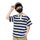 McTicco boy polo shirt short-sleeved 2025 children's summer striped t-shirt big children's summer half-sleeved street-fried top trend 9850 blue + 5798 khaki [set] 150