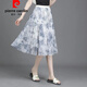 Pierre cardin official brand high-end 2025 summer new floral skirt for women small fresh short skirt large mesh print a letter new fabric chiffon (9906-3) one size (elastic waist)