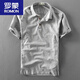 罗蒙（ROMON）亚麻短袖T恤男立领棉麻料长.袖中国风T恤大码日系休闲薄款潮 【七 分袖：灰色】 M