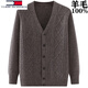 TOME BORNEK Dad's Wear Thickened 100% Cardigan Men's Sweater Knitted Cardigan Middle-aged and Old Men's Clothing Grandpa Spring Autumn Winter Solid Color V-Neck 8802 Mocha 170 Recommended 110-130Jin Jin is equal to 0.5 kg