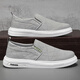 Changxiang Huili Leinwandschuhe Herren Frühling und Herbst Atmungsfreie flache Schuhe Vielseitige Arbeit Eis Seide Ein Fuß fauler alter Peking Stoff Schuhe grau 42