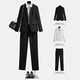 Jian Ting suit suit for women professional formal wear 2026 spring and autumn new temperament women's suit jacket high-end hotel work clothes one button dark blue suit pants + gray blue shirt 3XL slim fit recommended 129Jin Jin equals 0.5kg -138Jin Jin equals 0.5kg