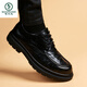 Woodpecker spring and autumn new men's shoes business casual leather shoes thick-soled leather shoes large leather shoes men's wide-head men's leather shoes black 37