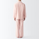 MUJI men's style, no side seams, double layer yarn, pajamas, men's home clothes, spring and autumn, FB0YDC4S, light orange stripes, M (top 170/92A, bottom 170/80A)