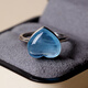Core Fragrance Ocean Heart Natural Aquamarine Ring Sweet and Cute Small Fresh Heart-Shaped Crystal Lucky Blessing Stone Five Elements Hydrating