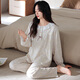 
New step (XINYIBU) 100% cotton thin spring and autumn pajamas for women long sleeves elegant lace printed home clothes for outdoor wear S4865 M