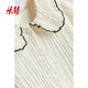 H&M children's clothing girls short-sleeved summer puff sleeve collared top 1227246 cream 140 689-10Y