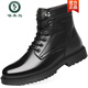 Holzspecker High-End Head-Schicht Kuhspanner Armee Martin Boots Herren Winter plus Samt Militärhaken High-Top-Baumwoll-Lederstiefel Wolle warme Schneestiefel Schwarz plus Samt 38 (160 mm)