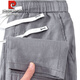Pier Cardin Sommer dünne Feste Farbe einfache lässige Hosen für Männer 100% reines Leinen atmungsaktives chinesisches Stil elastischer Taille Neue Hosen grau-blau 2xl 140-160jin [Jin gleich 0,5 kg]