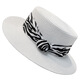 Pengxuan flat top hat for women summer French fashion new straw sun hat seaside sun protection straw hat white M (56-58cm)