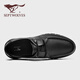 Shoes de cuero casual de siete lobo zapatos para hombres Summer NUEVO estilo Avalte Bollow Bollow Sode Mesh Mesh Caza sin deslizamiento Ligeros Ligeros zapatos casuales Men's Black [Tamaño de zapato de cuero estándar] 41