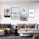 
Mohu (mohu) living room decoration painting sofa background wall mural modern simple landscape landscape painting TV wall high-end new style hanging painting landscape painting 15938 (including wall clock) tempered crystal porcelain large combination - black frame