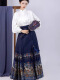 
True horse-faced skirt full set of new Chinese dresses for women 2025 spring new Chinese style modified Ming Hanfu small one 1047 horse-faced skirt L [Suggested 110-125 Jin [Jin equals 0.5 kg]]