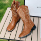 Fan Xiaoru Retro Western Cowboy-Stiefel Frauen er sui selbe bestickte Martin-Stiefel 2025 NEUE MIDE-TUBE Kurzstiefel Reisen Ritterstiefel Dunkelbraun 36 36