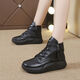 AIZUNSHI thick-soled Martin boots for women in 2024 autumn and winter new style of sponge cake-soled short boots casual white shoes versatile leather high top beige 36 (230mm)