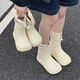 Thin Strips (Xixitiao) modische lässige Eltern-Kind-Wasserstiefel Vier Jahreszeiten Universal INS Trendy Creative Water of Waservoy String-Krawattenstiefel für Frauen Milch gelbe Einzelschicht [kreatives wasserdichtes Spleißen] 40-41