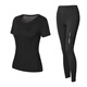 Sporn yoga clothing women's suit spring and summer new short-sleeved professional fitness clothing with built-in chest pad Pilates thin sports suit black top (with chest pad) + leg shaping trousers L (100-120Jin Jin equals 0.5 kg)