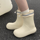 Thin Strips (Xixitiao) modische lässige Eltern-Kind-Wasserstiefel Vier Jahreszeiten Universal INS Trendy Creative Water of Waservoy String-Krawattenstiefel für Frauen Milch gelbe Einzelschicht [kreatives wasserdichtes Spleißen] 40-41