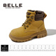 Belle Kinderschuhe Mädchen britische Stil Martin Boots 2024 Herbst neue Jungen Boots Baby Mode Lederstiefel Kies Kamel 27