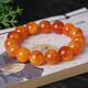 Mushu natural chicken fat yellow old beeswax amber round bead bracelet, unoptimized raw stone old beeswax bucket bead bracelet for men and women, collection grade 14mm (men and women)