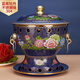 Cloisonné copper hot pot, single household alcohol stove, enamel hot pot, small hot pot, one person, one pot, pure copper alcohol copper pot, extra thick blue bottom peony style (304 inner pot)