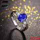 ROOMANTTY silver-plated mixed color sapphire ring four-claw tanzanite blue crystal diamond ring live mouth European and American jewelry sapphire ring opening adjustable