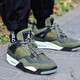 Nike Nike Herrenschuhe Frauenschuhe Air Jordan 4 AJ4 Thunderbolt Schwarze und gelbe Sportschuhe Trendy lässige Basketballschuhe Männer FB9927/FB9928-200 Military Green 40