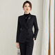 ROMON high-end professional suit, thickened formal suit, winter professional suit, fashionable commuting suit for women, navy blue suit jacket + trousers XL