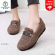 Zapatos de invierno Woodpecker, gorros para mujer, además de terciopelo grueso, zapatos exteriores de algodón para mujer, zapatos viejos de tela de Beijing, zapatos cálidos y peludos para mujer M06 más terciopelo color café pies gordos grandes 35