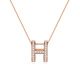 Fat Donglai's same H letter necklace 18K white l gold au750 letter H shape diamond four-claw necklace for women Mo. Sang. l8k rose gold-single pendant