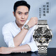 Olevs (Olevs) Chinesische Valentinstagsgeschenkwache für die mechanische Uhr für Männer vollautomatisch leuchtend wasserdichte Männer Uhr Multifunktion Hohlbohrer Männer Uhr Olevs-6621-Steel Strip Schwarz