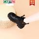 CARTELO leather wool snow boots for women 2025 new winter thick sole small slim short boots plus velvet thickened Martin boots black [wool] 36